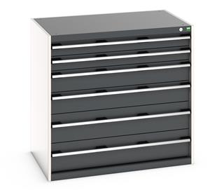 cubio drawer cabinet with 6 drawers. WxDxH: 1050x750x1000mm. RAL 7035/5010 or selected 1050mmW x 750mmD